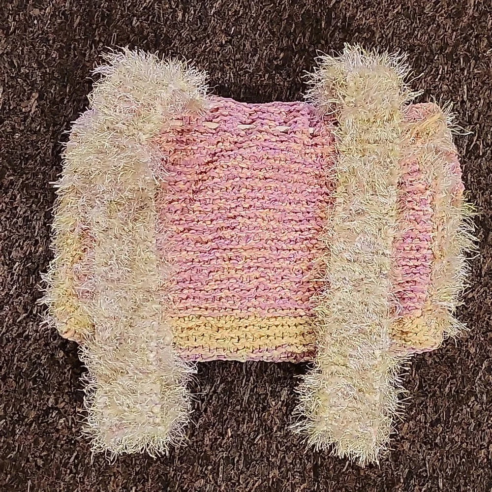 Hand knitted backpack with eyelash and velvety yarns - Handmade